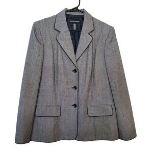 Norton McNaughton Womens Gray Stretch Blazer Jacket With Button Front & Pockets